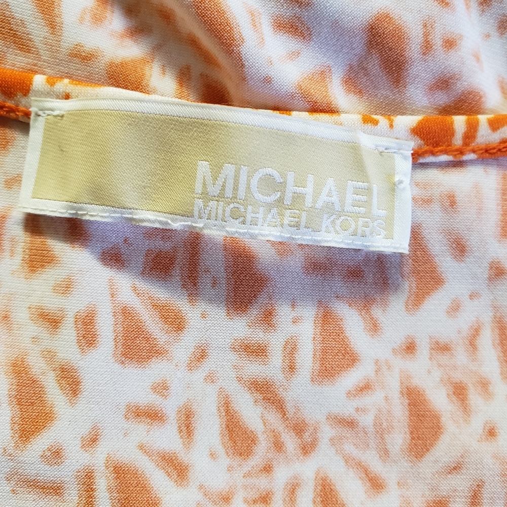 Michael Kors Org/Wht Geometric Print Maxi Dress - Picture 6 of 6